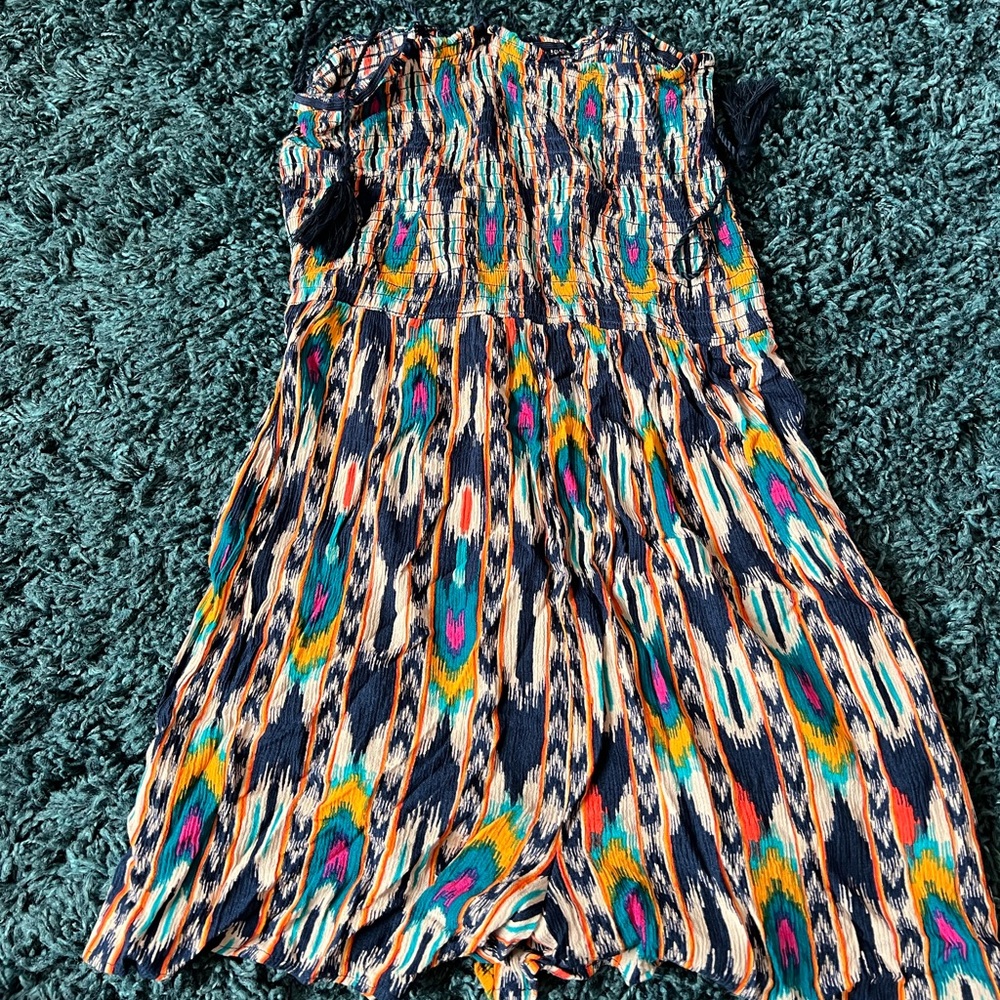 size m colorful romper with tie strings